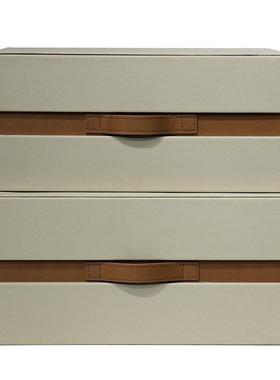 轻奢皮制收纳箱样板房衣帽间收纳箱全屋定制展厅软装展示箱