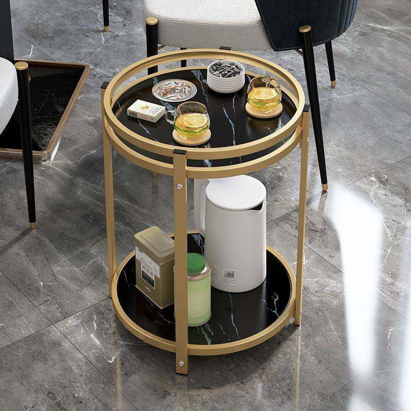 需定制麻将馆茶水架客厅专用移动小茶几麻将桌卧室双层圆桌子家用-图2
