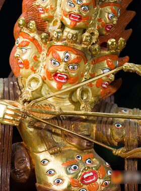 室内家用现代宁玛三根本 喇呼拉 铜半鎏金铜像 10寸热呼啦铜像像