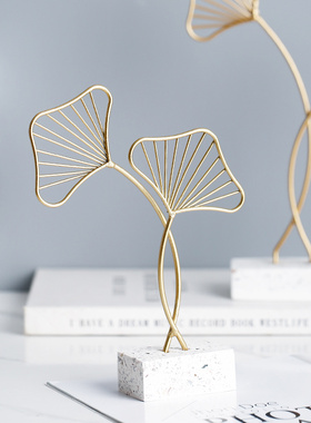现代简约创意金属叶子铁艺家居软A装饰品立体桌面摆件客厅酒店摆