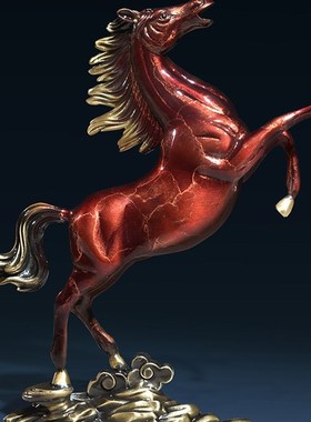 全铜马摆件客厅i马到成功办公室招财家居装饰品红色生肖马开业礼