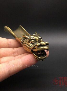 茶铜实心黄铜龙茶龙头茶道雕件艺匙茶生装饰铲 肖摆件创意个性