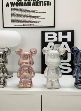 【品质】28cm陶瓷电镀爱心熊客厅电视柜轻奢P软装摆件装饰品摆设