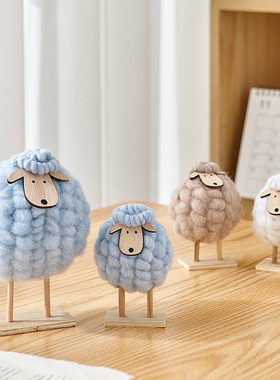 创意可爱毛毡绵羊办公室桌面治愈系小摆件K客厅装饰品生日礼物女