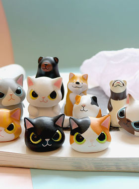 6款伪装猫咪的动物们猫咪扮装头套变装柴犬豚鼠手办迷你猫咪摆件