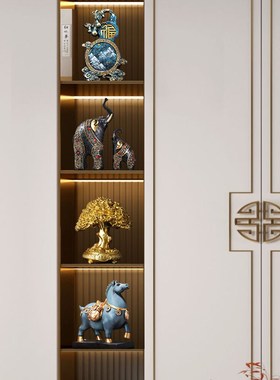 新中式家居摆件轻奢高级创意卧室酒店书房办公室酒柜装.修乔迁装
