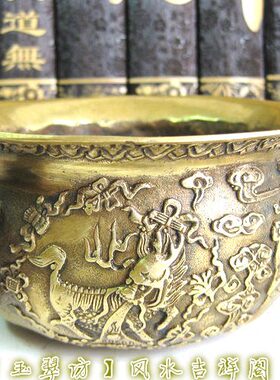 铜聚宝盆桌面店铺摆设摆件客厅香炉麒麟财神