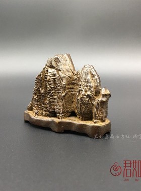 仿古实心铜假山摆件铜雕t件盆景迷你小山盆景装饰铜小假山铜山茶