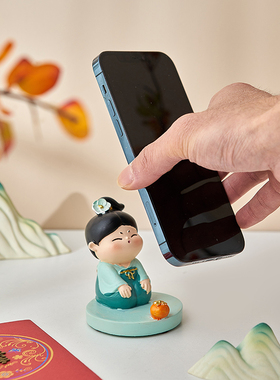 可爱唐仕女手机桌k面支架摆件办公室女生工位装饰送同事生日小礼