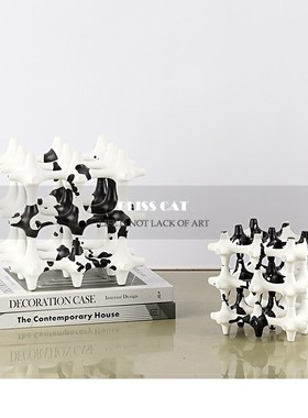 现代简约陶瓷f摆件创意饰品 售楼处样板房酒店客厅软装饰品摆件