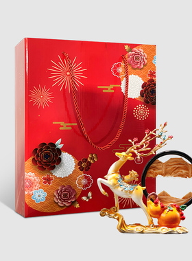 招财鹿创意葫芦流沙画摆件轻奢高档客厅L玄关装饰品新家乔迁礼物