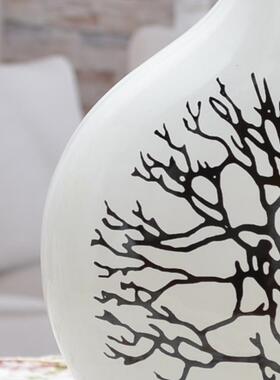 现代简约陶瓷花瓶欧式创意客厅白色插花三件套家居装饰摆件白桦树