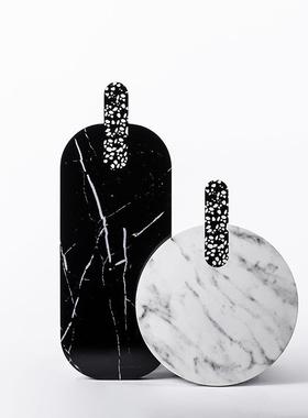 北欧轻奢大理石纹砧板摆件样板房橱柜装饰品酒店会所面包板摆设品