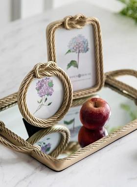 ins北欧金色4寸6寸相框摆台 卧室情侣照相框创意床头柜电视柜摆件