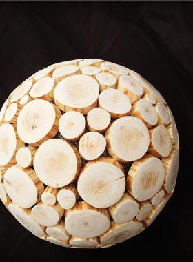 原木手工球工艺品摆件天花板吊球服装店橱窗婚庆装饰创意实木天然