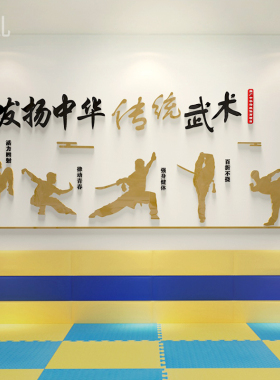 武术馆文化墙体育馆文化背景墙设计儿童武术培训学校武馆墙面装饰