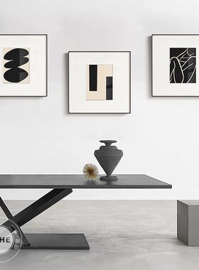 依靠 现代简约抽象线条装饰画客厅黑白极简挂画样板房高级感壁画