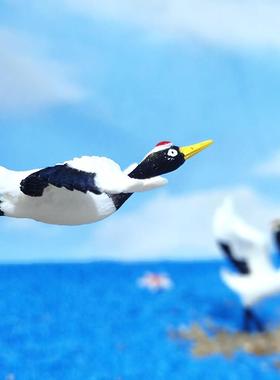 彷真丹顶鹤仙鹤微景观盆景庭院造景白鹤动物小摆件塑料工艺装饰品