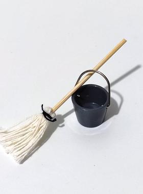 仿真微缩迷你扫把拖把模型小摆件微景观扫帚畚斗diy装饰沙盘道具
