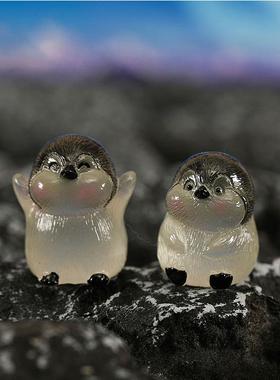 夜光可爱企鹅北极熊海鸥小动物 南极冰山冰川模型微缩冬天DIY小摆