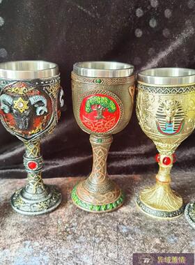 精致树脂高脚杯创意个性摆件 水杯用品道具圣杯水元素酒水杯