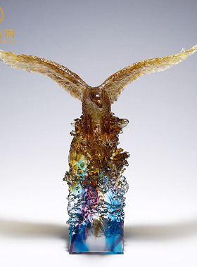 老鹰摆件琉璃工艺品办公室装饰品送领导公司开业乔迁商务礼品