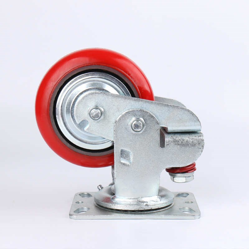 三固定直销聚氨酯轮万向铁芯韩式弹簧减震重型刹车踏板pu工业松脚 - 图0