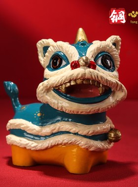 铜摆件 新中式舞狮家居客厅桌面装饰品 铜工艺品创意生日祝寿礼品