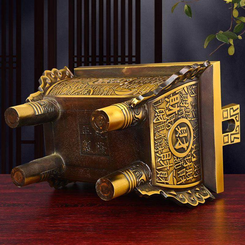 黄铜鼎摆件招聚鼎盛千秋香炉鼎家用财方形香炉鼎炉铜香炉四足财鼎,淘宝优惠券,粉丝福利购,淘宝优惠卷