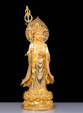 地藏王菩萨铜像全铜贴金九华山地藏王像地藏王菩萨像家用供奉摆件