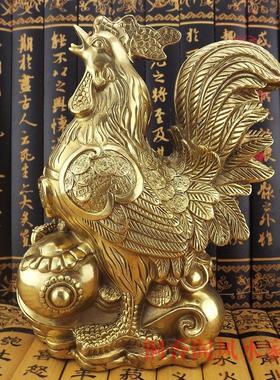 大号纯铜公鸡母鸡摆件一对黄铜对鸡铜母鸡工艺品家居铜鸡摆设饰品