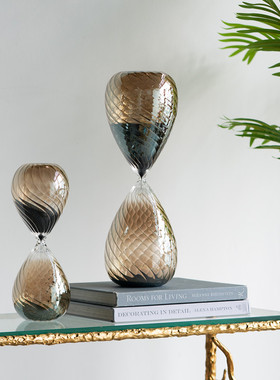 Powkhome轻奢复古玻璃沙漏计时器家居茶几玄关装饰工艺品桌面摆件