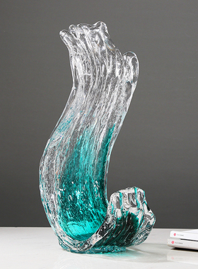 风生水起琉璃摆件办公室招财抽象大师手作客厅酒店玄关装饰品摆设