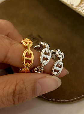 欧美金色猪鼻子戒指女