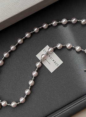 曼塔玫瑰紫色珍珠项链女