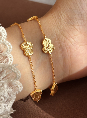 不掉色金色碎冰冰葫芦手链女