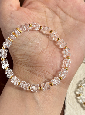 天然白水晶串珠手链女