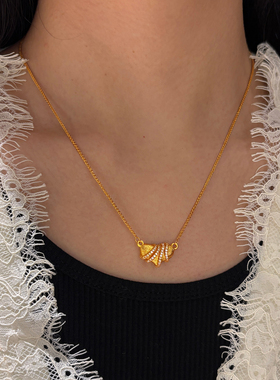 金店同款爱心牛角包项链女