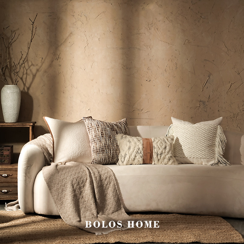 柏洛斯Wool侘寂风白色纯天然羊毛拼接轻奢样板房酒店沙发腰靠枕垫,淘宝优惠券,粉丝福利购,淘宝优惠卷
