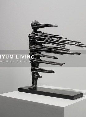 现代抽象人e物雕塑大理石摆件装饰品样板间客厅家居软装展示架摆