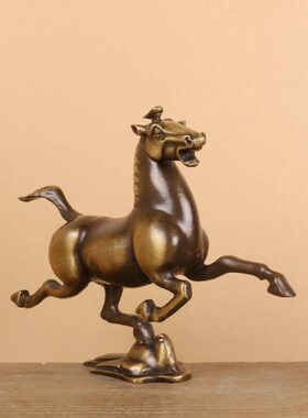 铜魂古匠黄铜马踏飞燕摆件铜奔马超龙雀家居客厅摆设马摆件生肖马