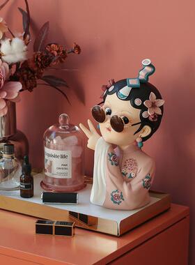 国潮艺术京剧女孩摆件家居装饰品客厅电视柜酒柜玄关乔迁新居礼物