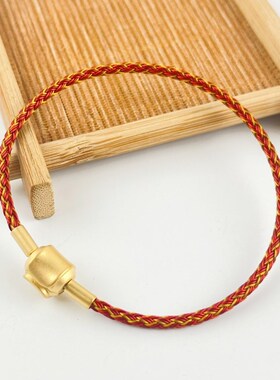 2.5mm防水钢丝绳串转运珠手绳金色扣不锈钢手链红绳替Z换红绳男女