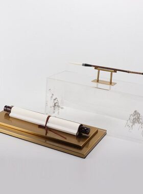 饰品样板房家居摆件玄关间创意酒柜书房办公桌毛笔客厅软装新中式