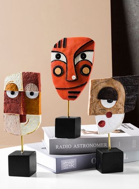 抽象人物雕d塑艺术摆件人脸北欧现代轻奢创意家居客厅酒柜小装饰