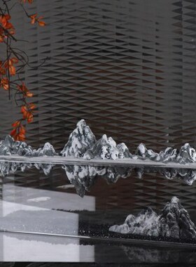 摆件招财酒店倒雪现代创意影山亚克力饰品样板间微景观新中式软装