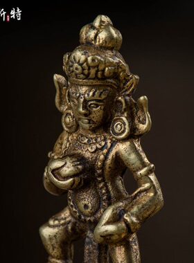 玄关米 财神供随身可铜尼泊尔铜像家居用品 黑7厘拉藏巴摆件小水
