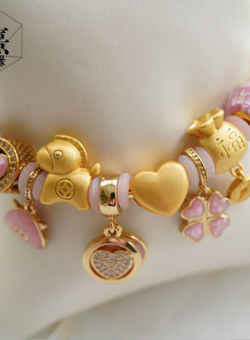 新年好运猪你马上有钱福袋传统硬金配饰转运珠吊坠礼X物送手绳女