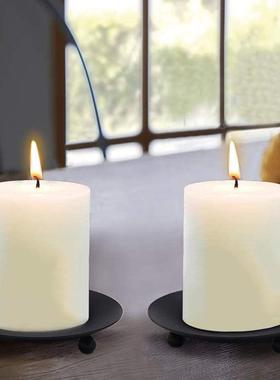 黑色圆盘烛台香薰蜡烛底座 铁艺蜡烛台托盘婚庆婚礼拍摄小道具