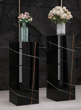 大理石岩板立柱摆台石墩展台装饰轻奢落地增高客厅酒店摆件底座